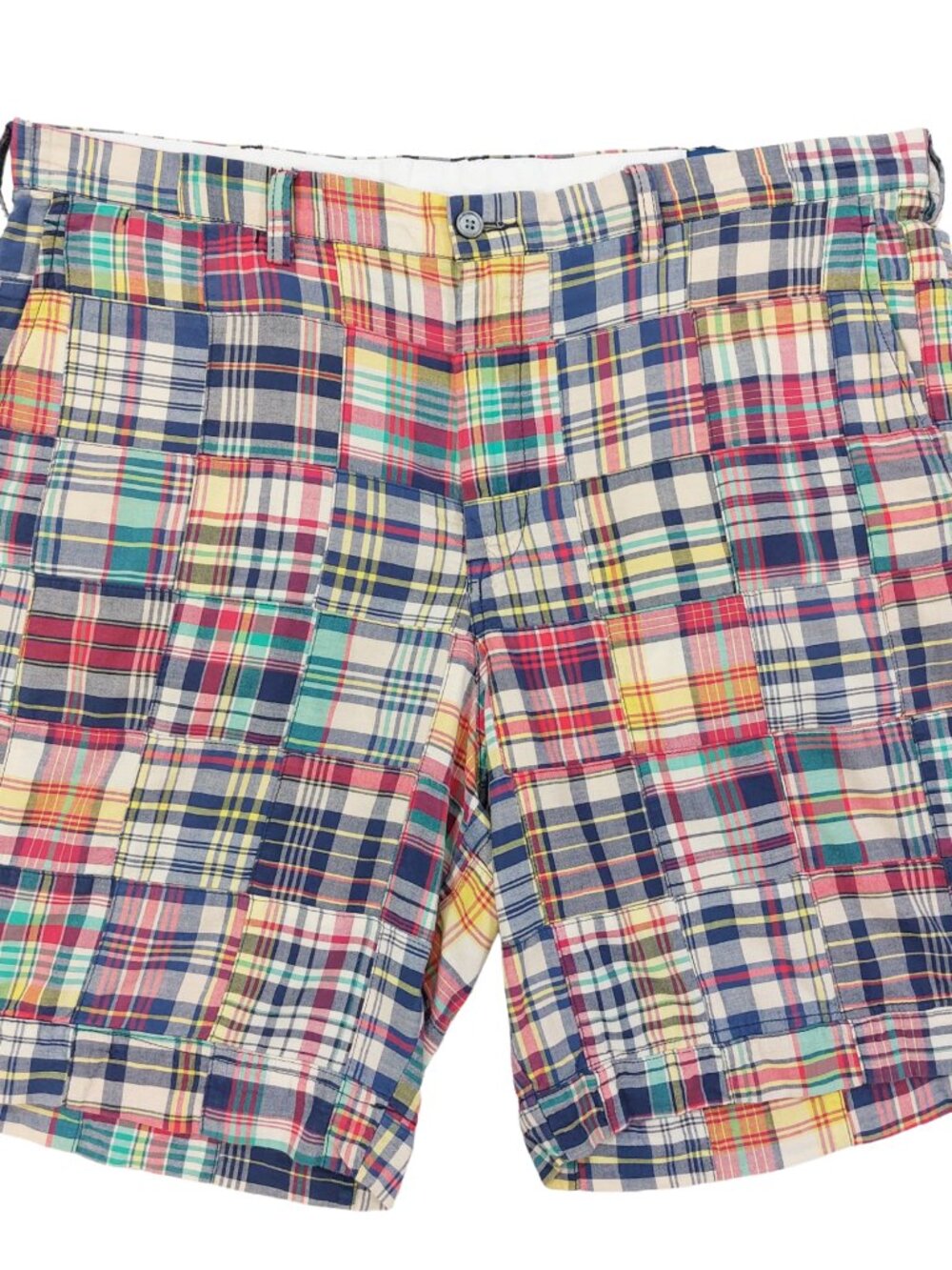 Polo Ralph Lauren Madras Patchwork Plaid Shorts Mens 36, Bedford Classic Chino
